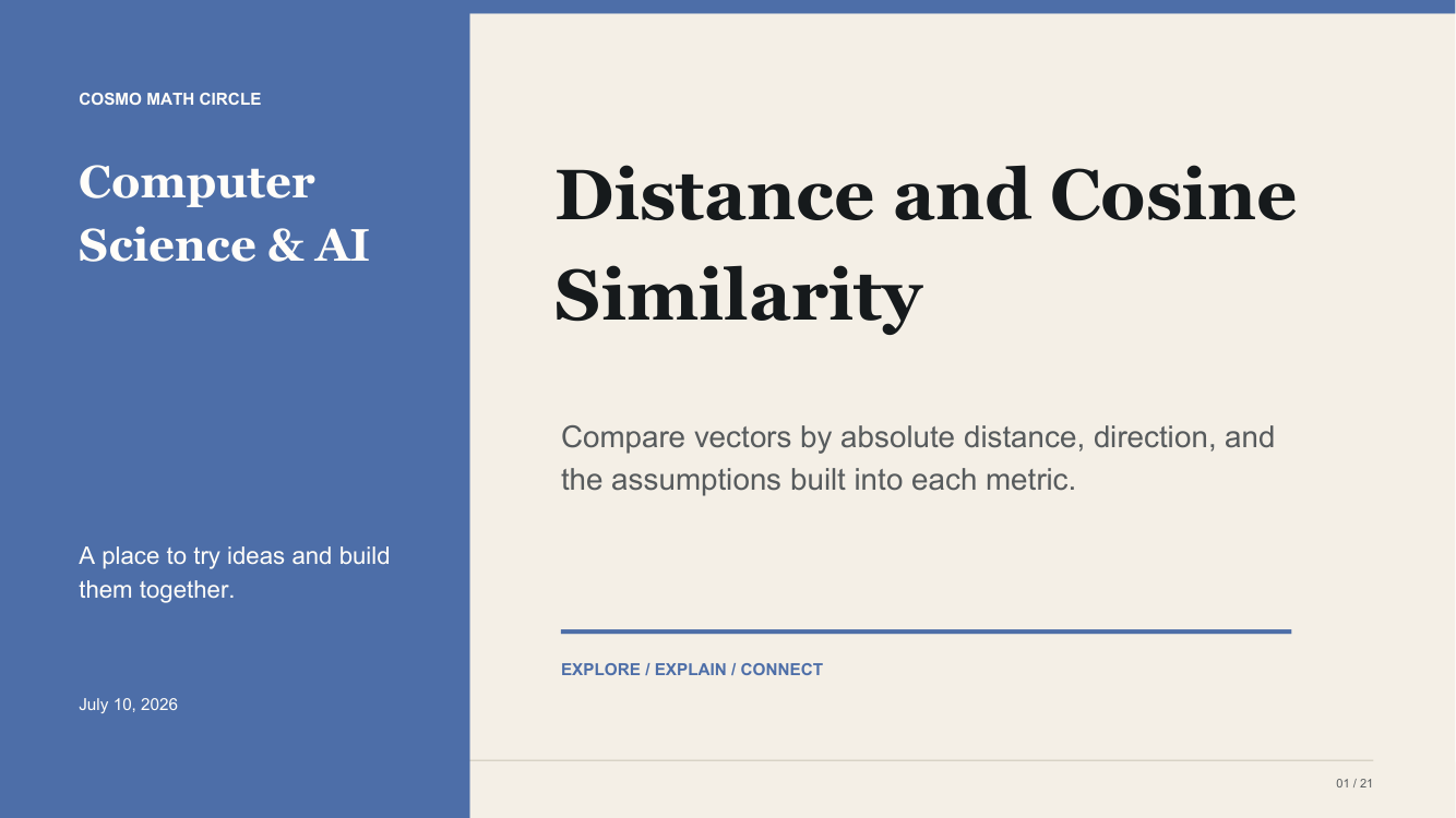 Distance and Cosine Similarity teaching deck cover