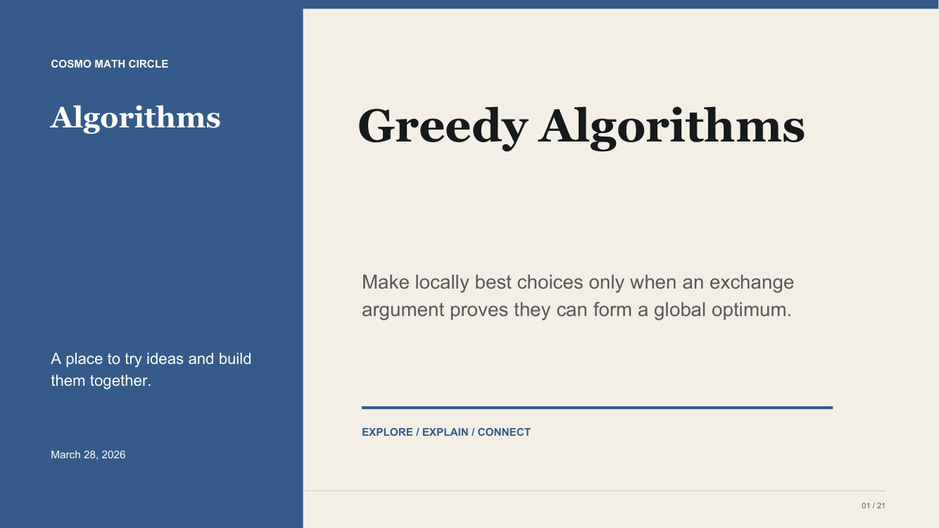 Greedy Algorithms teaching deck cover