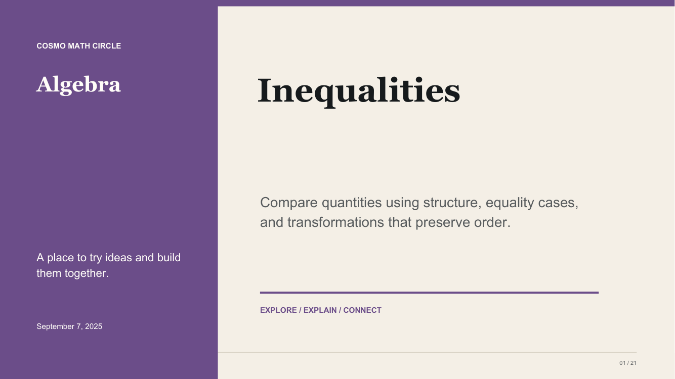 Inequalities teaching deck cover